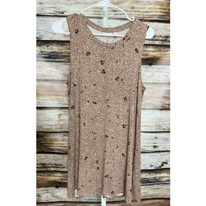 Logo Lori Goldstein Sleeveless Tunic Scoop Neck Pullover Tank Top Small Beige